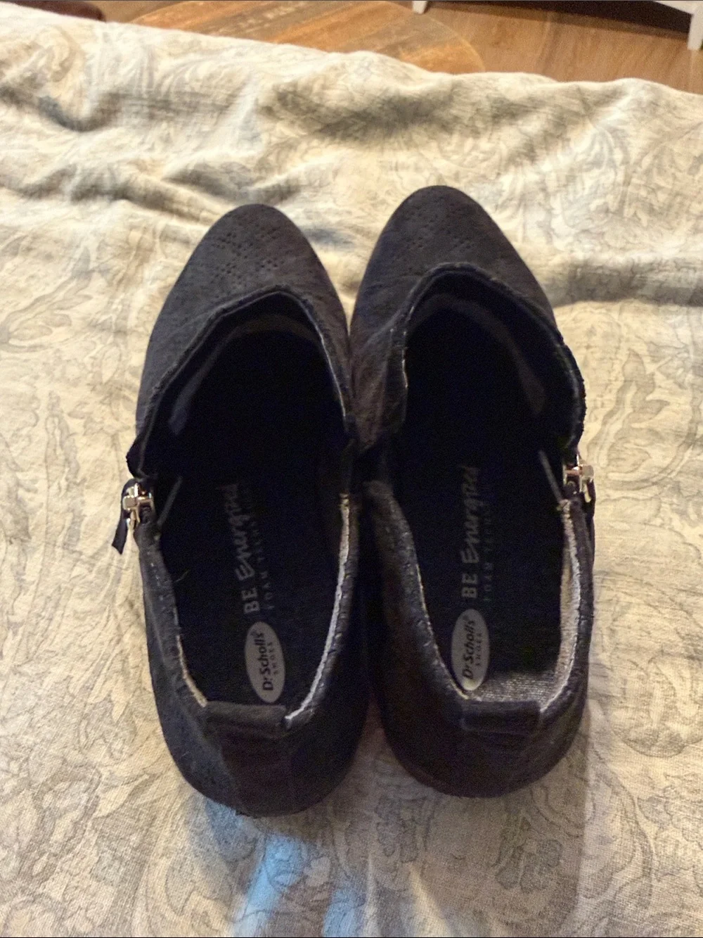 Dr. Scholl's Black Suede Ankle Booties with Side Zip